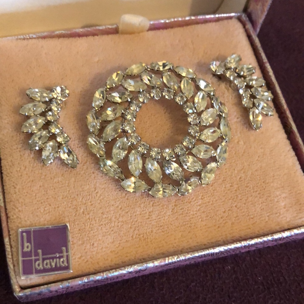 B David brooch and earring set